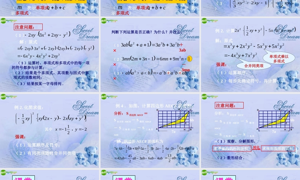 七年级数学下册 7.3整式的乘法课件 北京课改版 课件