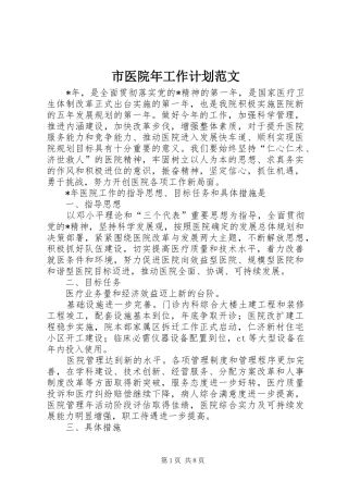 市医院年工作计划范文