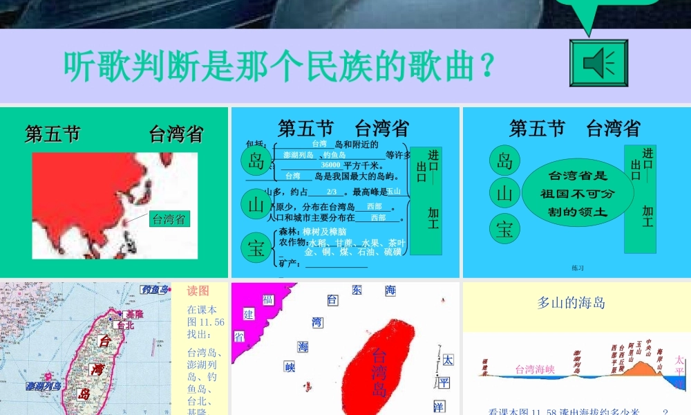 初中中国地理部分 台湾省2 课件