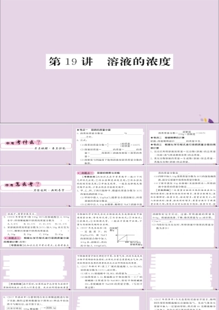 中考化学总复习 第一轮复习 系统梳理 夯基固本 第19讲 溶液的浓度课件