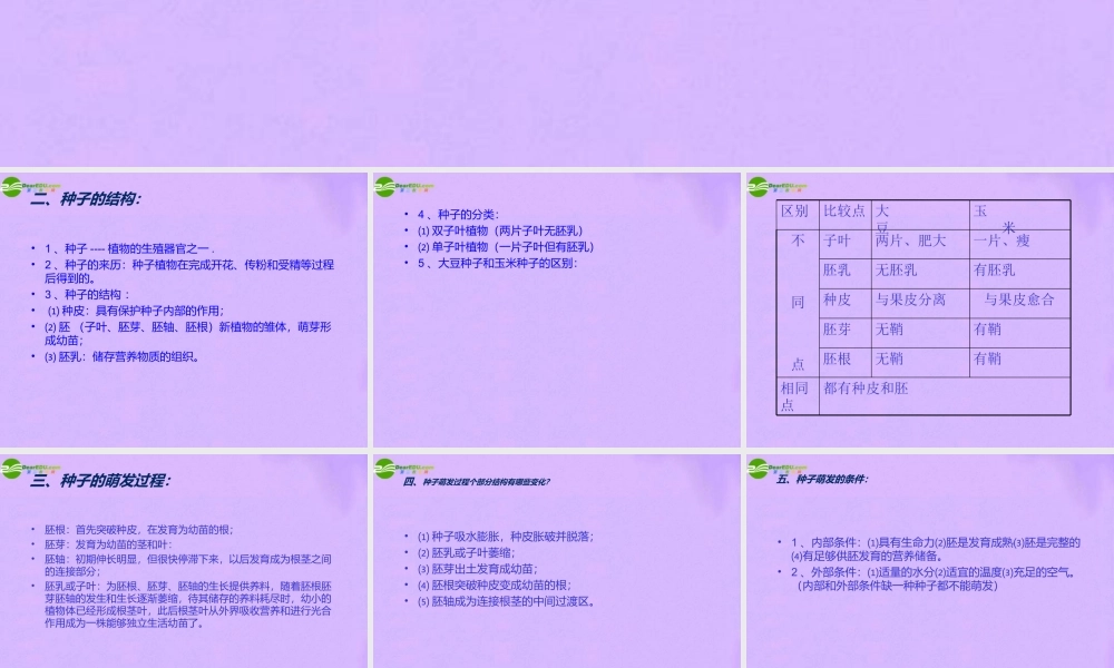 七年级生物上册 植物的生活史复习课件 北师大版 课件
