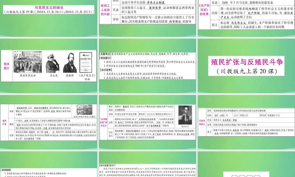 中考历史复习 第一篇 教材系统复习 4 世界古、近代史 第三学习主题 工业革命、马克思主义的诞生和反殖民斗争讲解课件