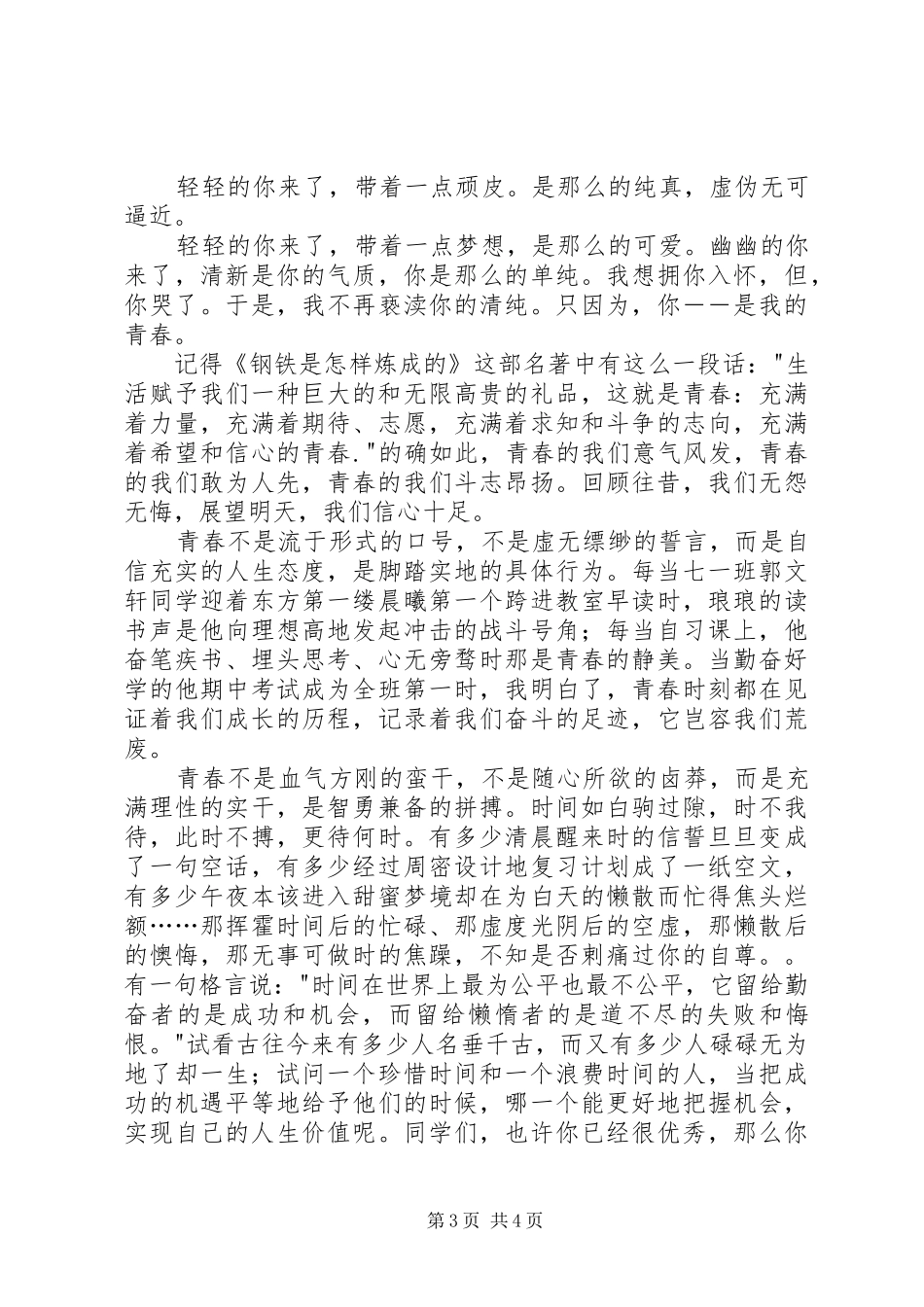 优秀青春演讲稿_第3页