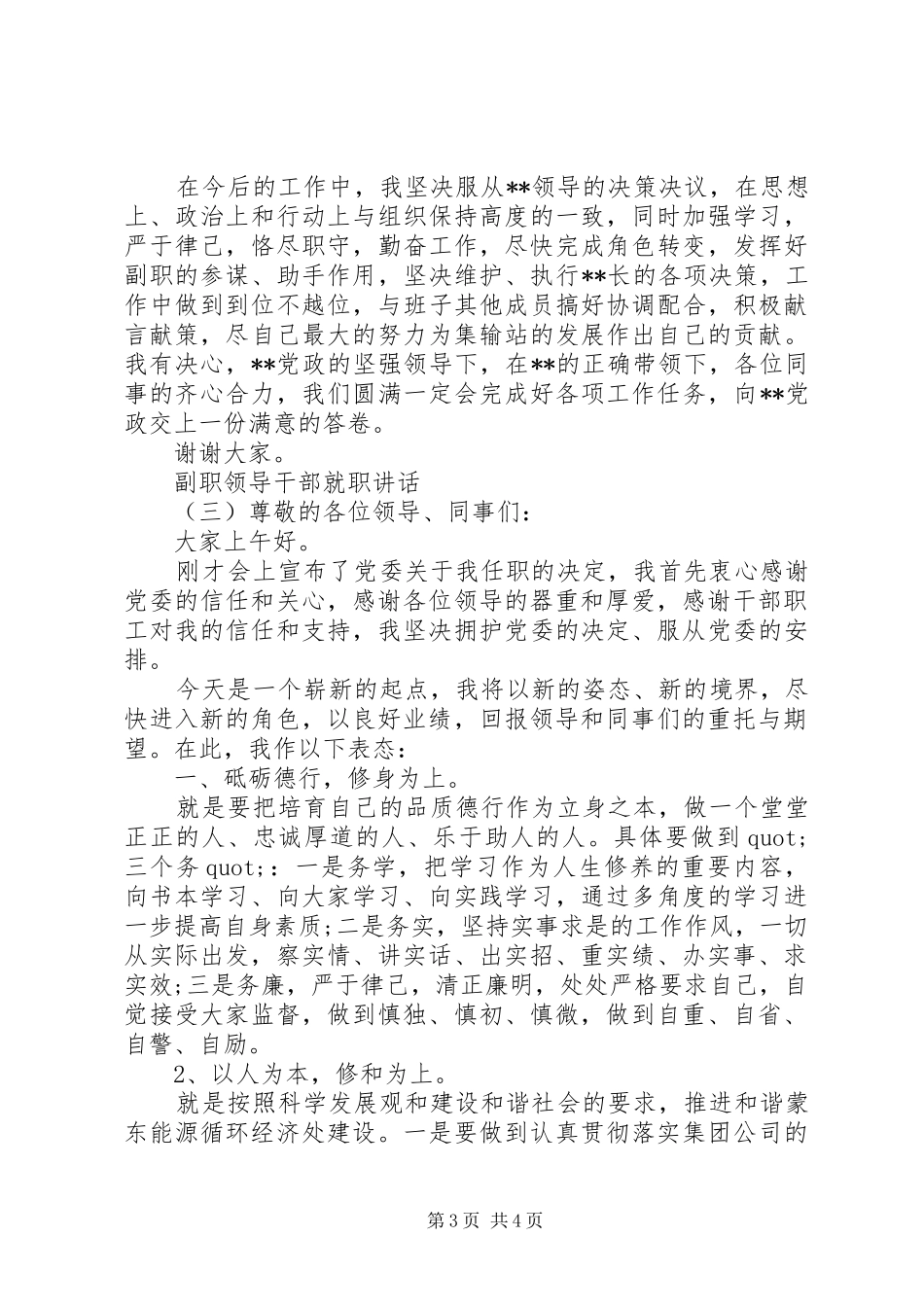 副职领导干部就职讲话_第3页