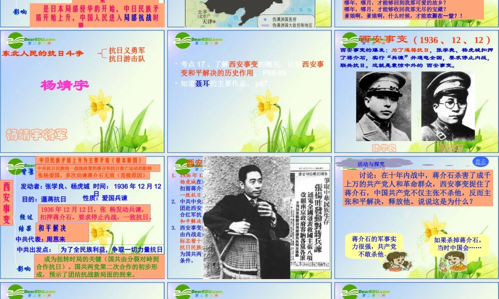 中考历史 第一轮复习课件－八上第四单元抗日战争 课件北师版 八年级历史 中考考点第一轮复习课件(原创精品 针对陕西中考)北师大版 ( 六套)