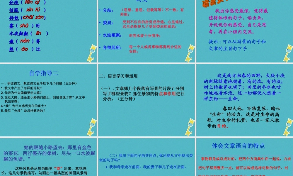 七年级语文上册 第二单元 6(散步)课件 新人教版 课件