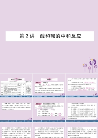 中考化学总复习 第1编 教材知识梳理 第10单元 酸和碱 第2讲 酸和碱的中和反应(精讲)课件