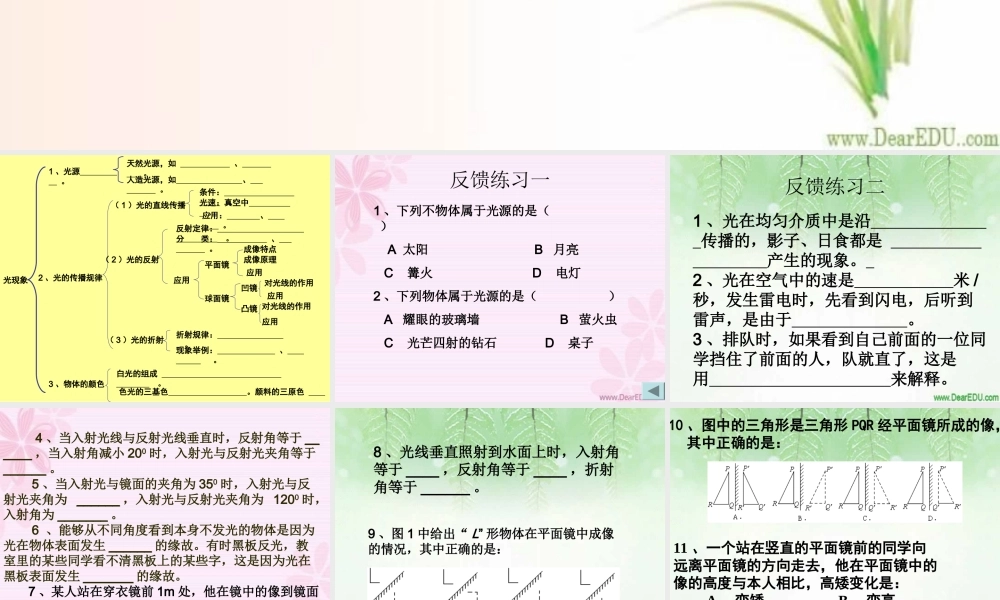 新课标 人教版初三物理复习课件 光现象 课件