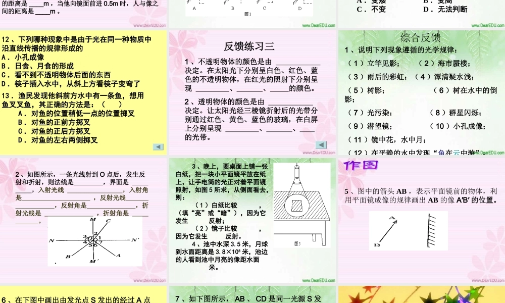 新课标 人教版初三物理复习课件 光现象 课件