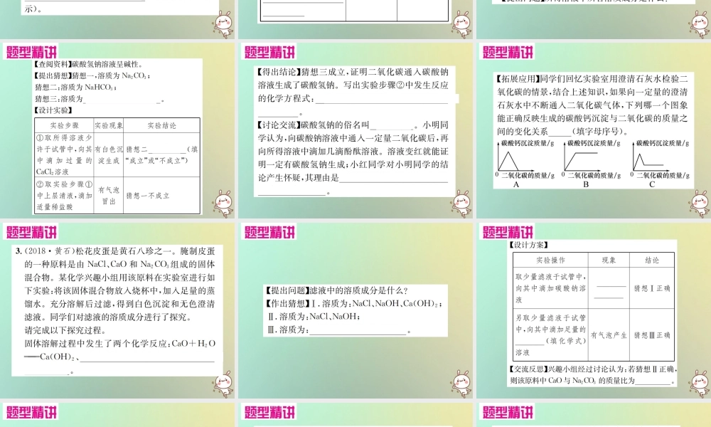 中考化学复习 题型复习(四)实验探究题 题型之二 反应后物质成分的探究课件