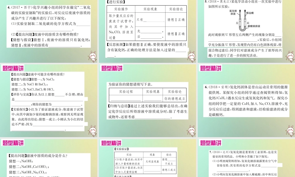 中考化学复习 题型复习(四)实验探究题 题型之二 反应后物质成分的探究课件