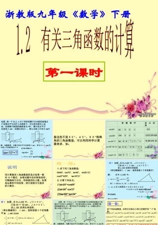 九年级数学有关三角函数的计算课件 浙教版 课件