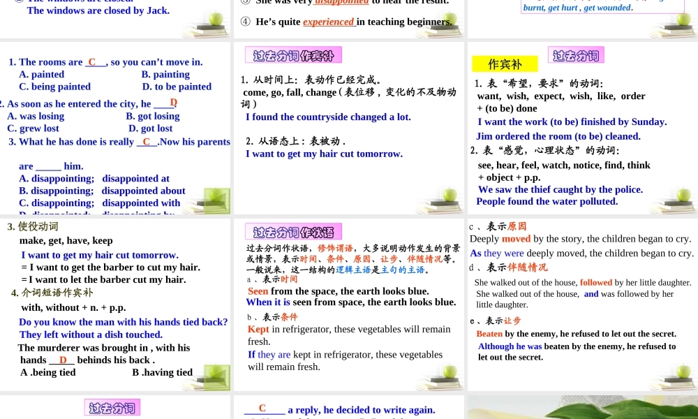 山东省阳信一中高三英语语法专项复习 过去分词课件