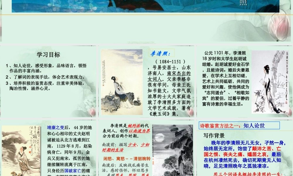 山东省冠县一中高二语文 声声慢课件 新人教版 课件