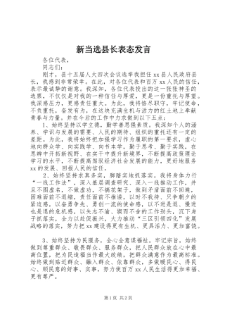 新当选县长表态发言