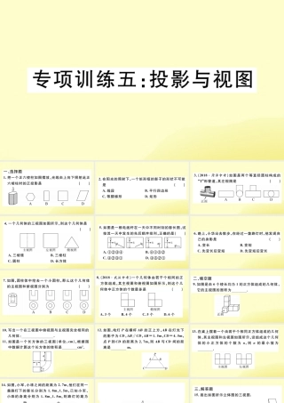 九年级数学下册 九上 复习专项训练五 投影与视图习题讲评课件 (新版)北师大版 课件