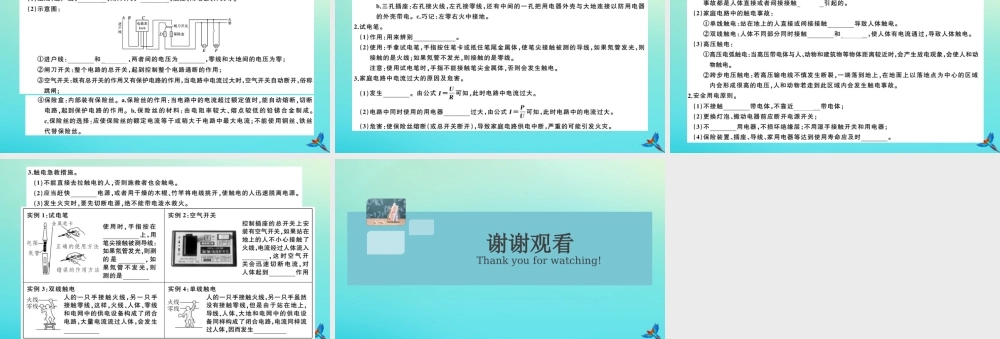 九年级物理全册 第6讲 家庭电路 安全用电习题讲评课件 (新版)新人教版 课件