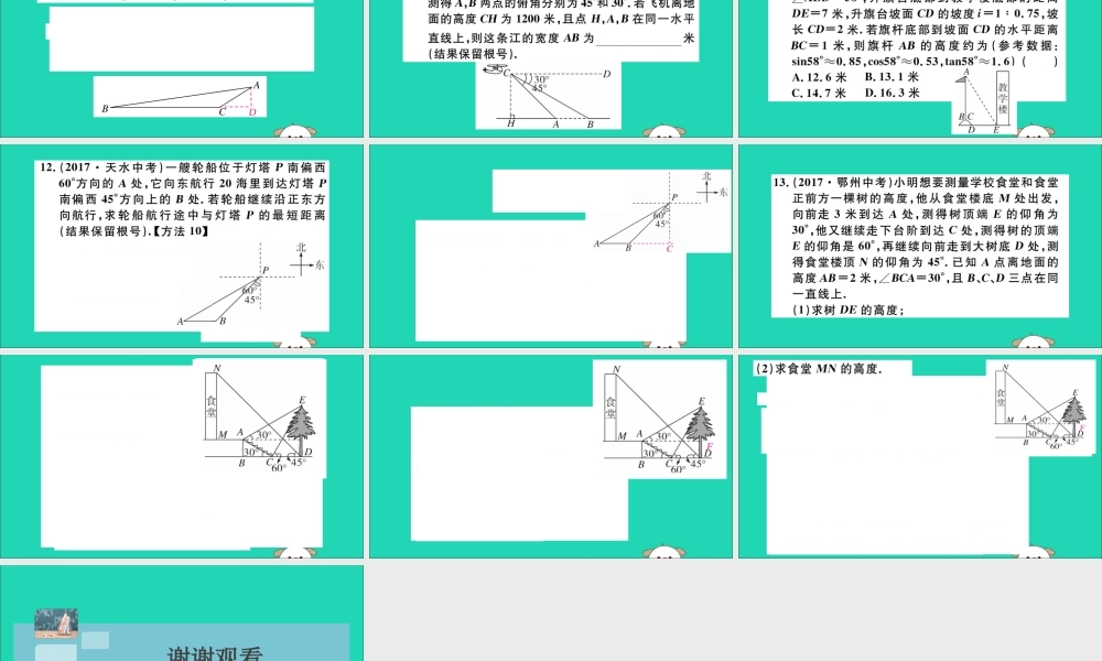 九年级数学下册 第28章 锐角三角函数小结与复习习题讲评课件 (新版)新人教版 课件