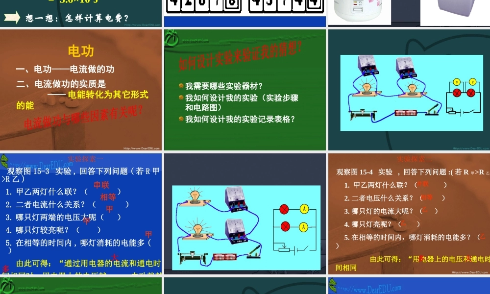 九年级物理电功和电能表课件 苏教版 课件