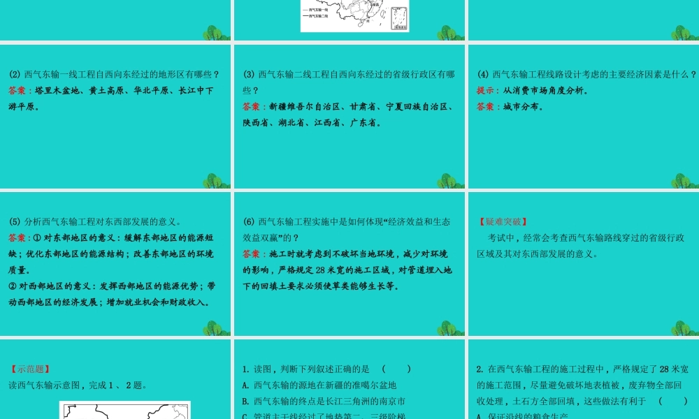 八年级地理下册 第八章 第二节 干旱的宝地 塔里木盆地(二油气资源的开发)习题课件(新版)新人教版 课件