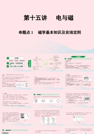 广东省中考物理一轮复习 第十五讲 电与磁 命题点1 磁学基本知识及安培定则课件