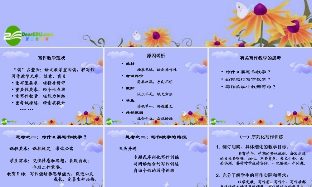 初中语文素材 有关写作教学的思考讲座课件