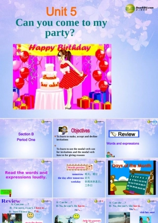 八年级英语上册(Unit 5 Can you come to my party Section B1)课件 人教新目标版 课件