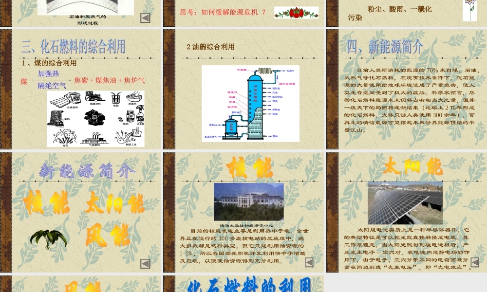 参赛初三化学化石燃料的利用[整理]上教版 课件