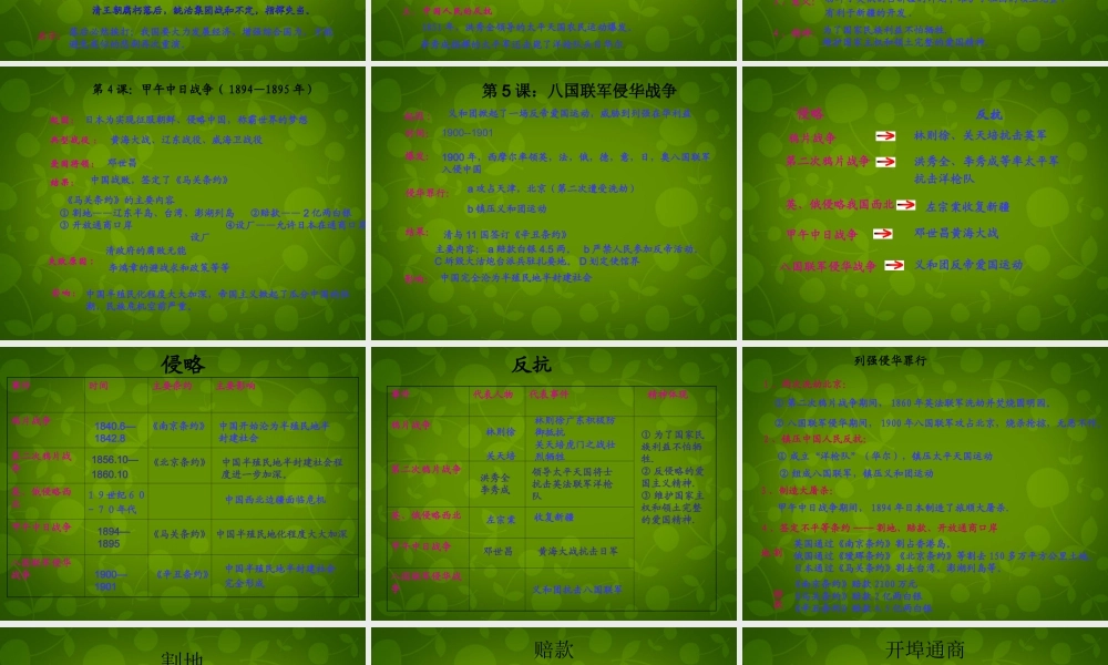 八年级历史上册(第一单元 侵略与反抗)复习课件 新人教版 课件