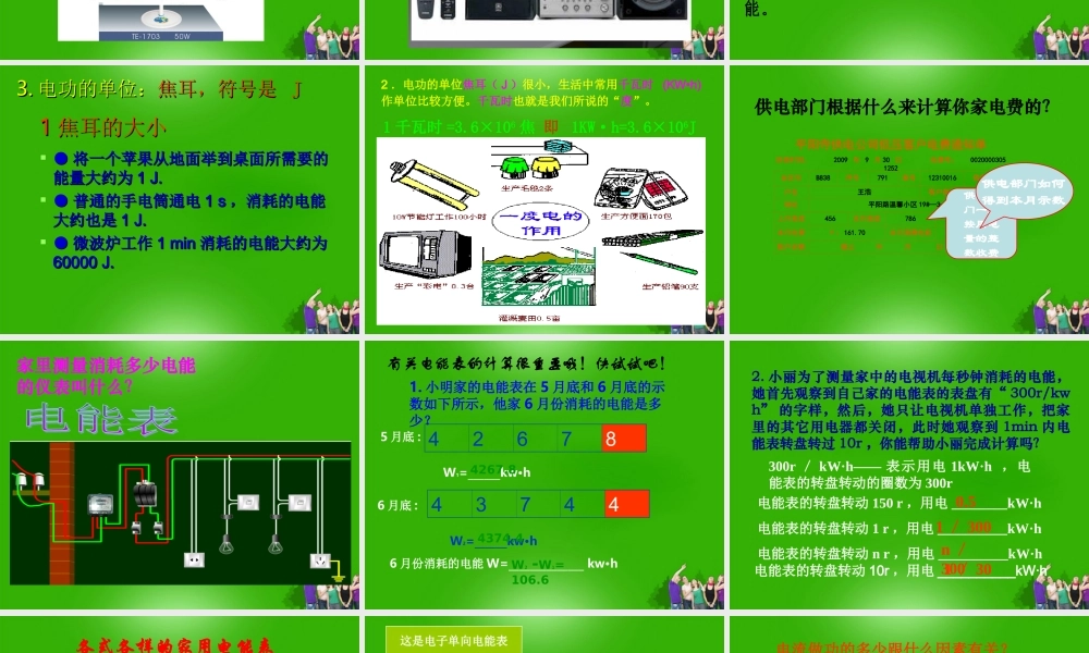 九年级物理 第十五章第一节科学探究电流做功与哪些因素有关课件 沪科版 课件