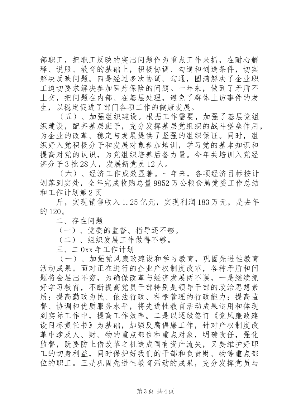 粮食局党委工作总结和工作计划_第3页