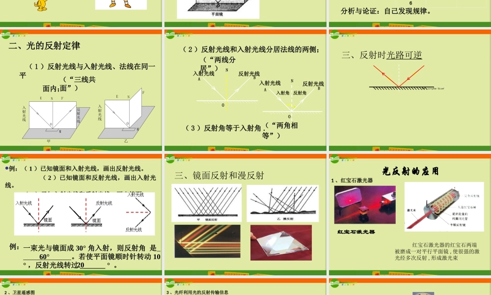 八年级物理上册 3.2探究光的反射定律课件 沪科版 课件