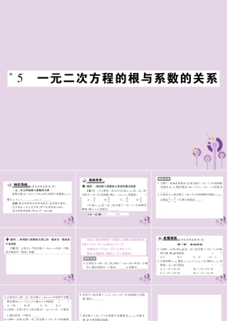 九年级数学上册 2(一元二次方程)5 一元二次方程的根与系数的关系习题课件 (新版)北师大版 课件