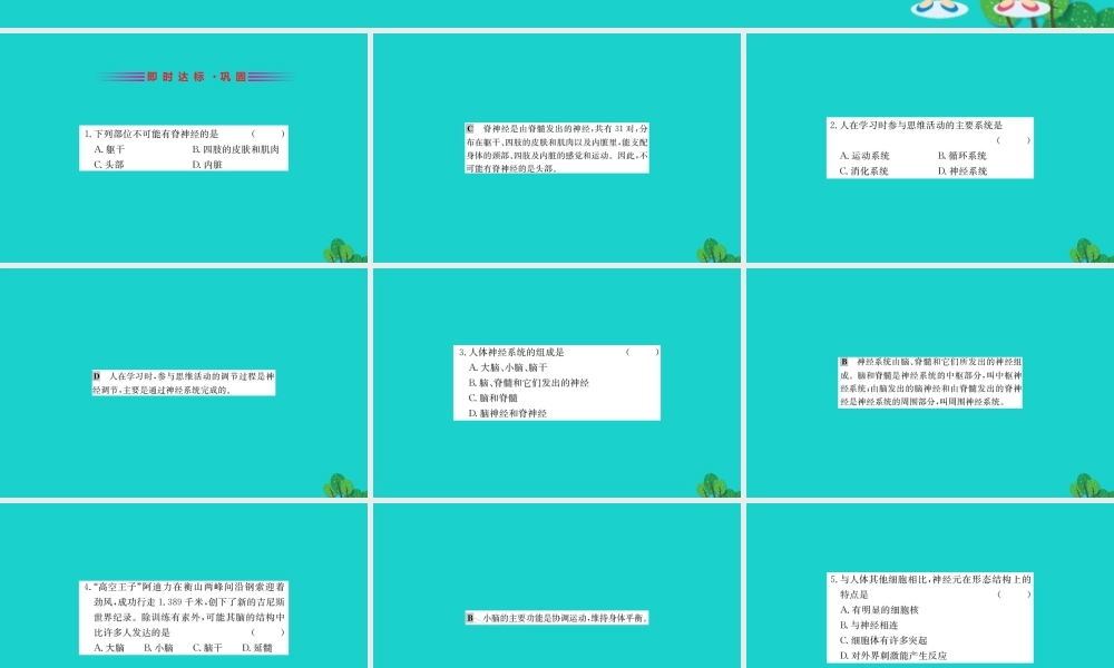 七年级生物下册 4.6.2 神经系统的组成习题课件(新版)新人教版 课件