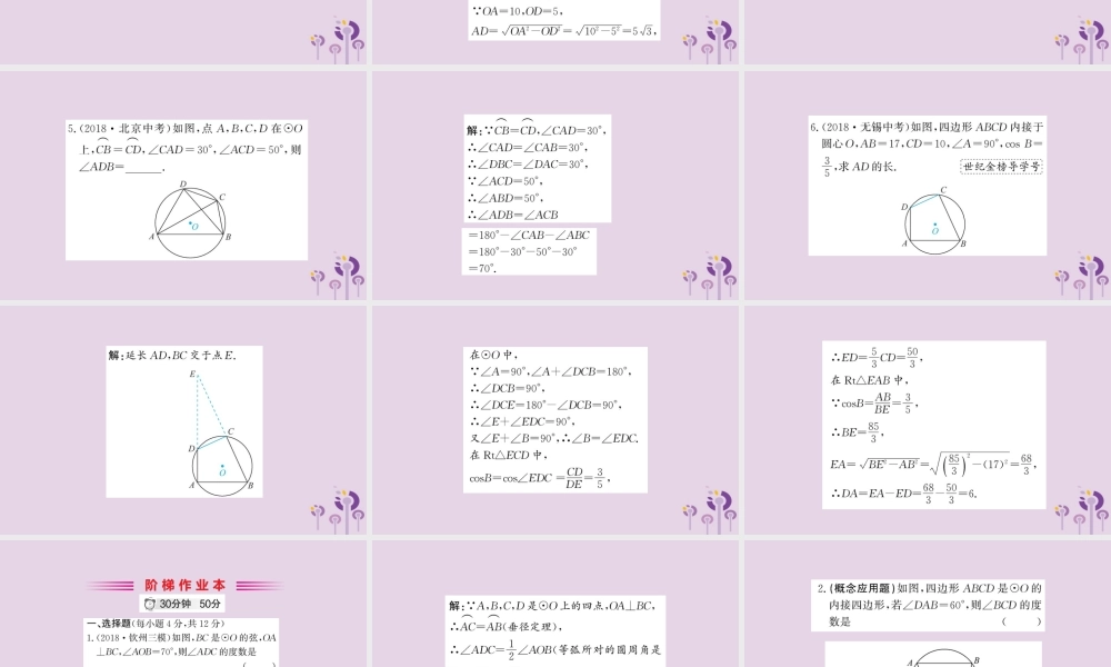 九年级数学下册 第三章 圆 34 圆周角和圆心角的关系训练课件 (新版)北师大版 课件
