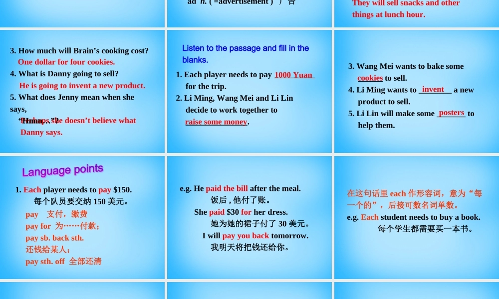 八年级英语下册 Unit 5 Lesson 25 Raising Money课件 (新版)冀教版 课件