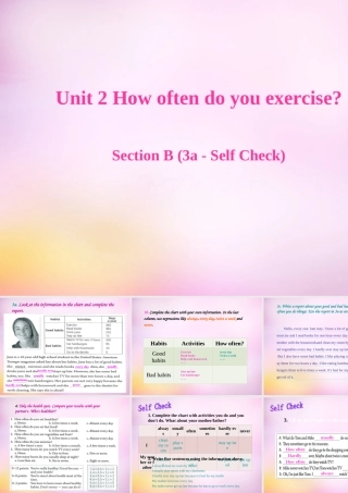 八年级英语上册 Unit 2 How often do you exercise Section B(3a Self Check)课件 (新版)人教新目标版 课件