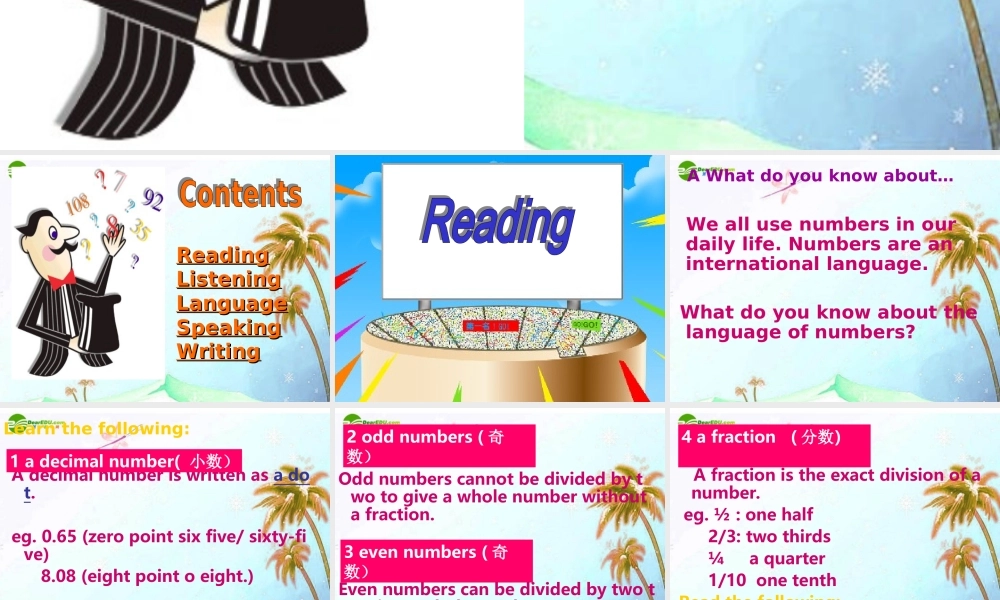 七年级英语上册 CHAPTER FOUR The world of numbers课件 深圳牛津版 课件