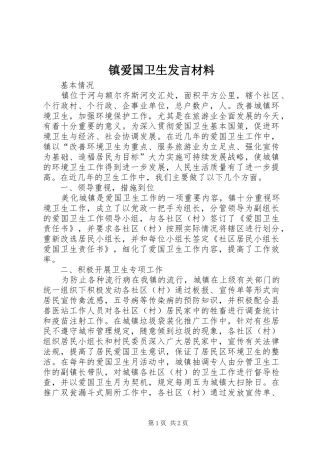镇爱国卫生发言材料