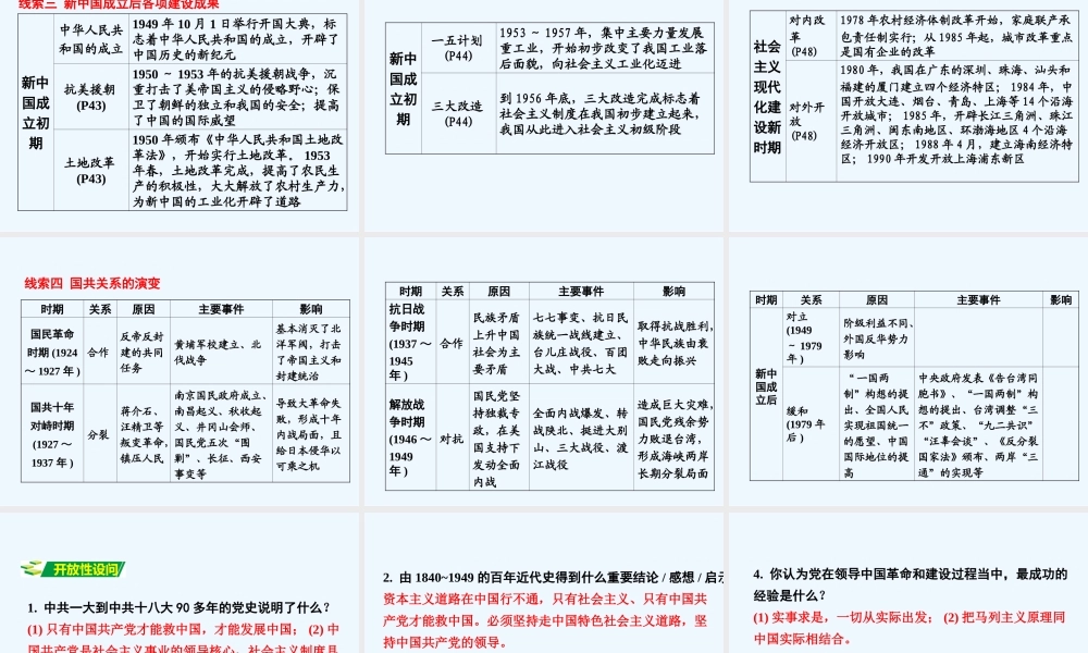 云南省2016年中考历史专题三-党的发展历程
