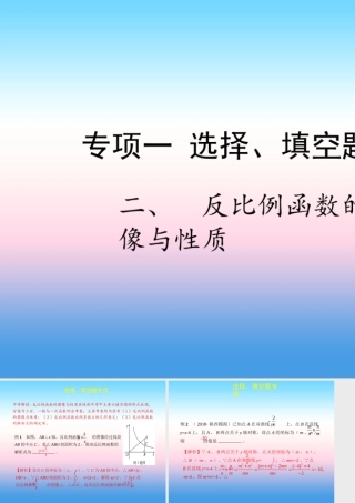 中考数学复习 专项一 选择、填空题专项 二、反比例函数的图像与性质课件
