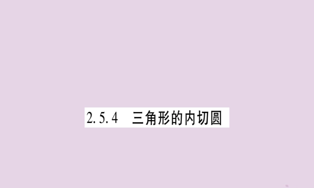 九年级数学下册 第2章 圆 25 直线与圆的位置关系 254 三角形的内切圆作业课件 (新版)湘教版 课件
