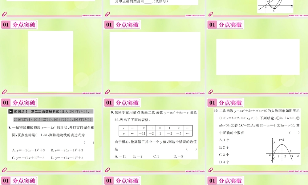 九年级数学上册 第二十二章 二次函数章末复习(二)二次函数课件 (新版)新人教版 课件