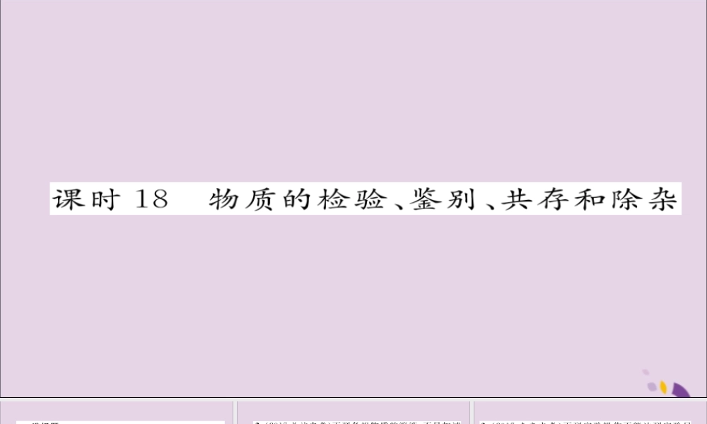 中考化学复习 第一编 教材知识梳理篇 模块五 科学探究 课时18 物质的检测、鉴别、共存和除杂课件