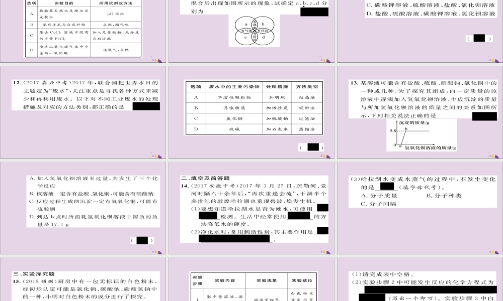 中考化学复习 第一编 教材知识梳理篇 模块五 科学探究 课时18 物质的检测、鉴别、共存和除杂课件