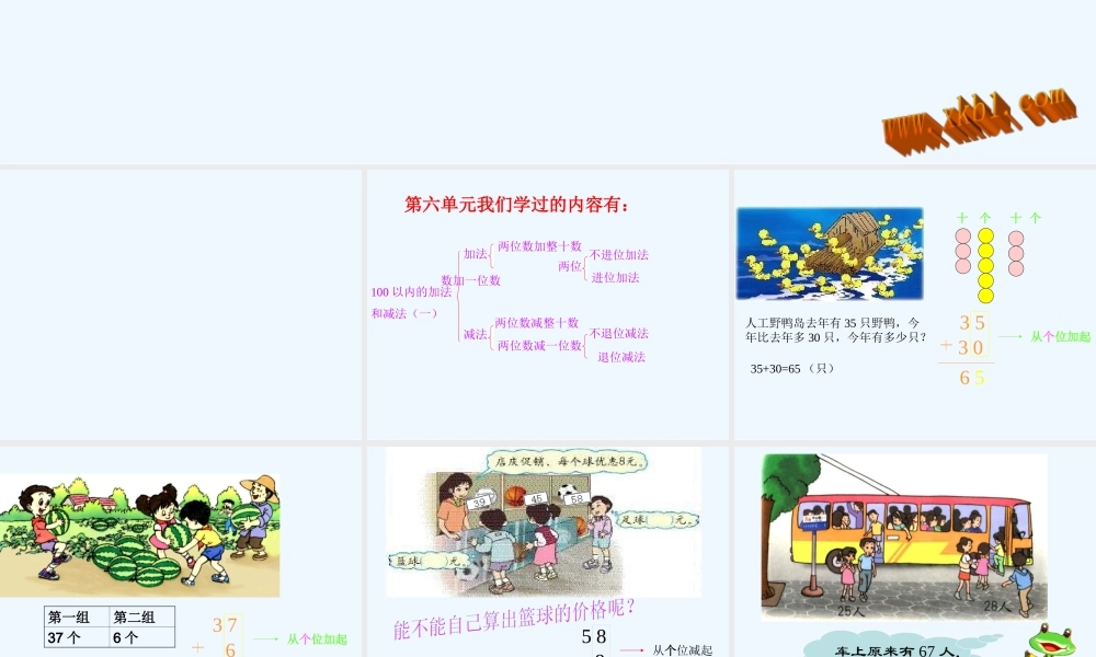 人教版一下100以内的加法和减法整理和复习