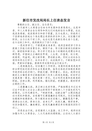 新任市发改局局长上任表态发言