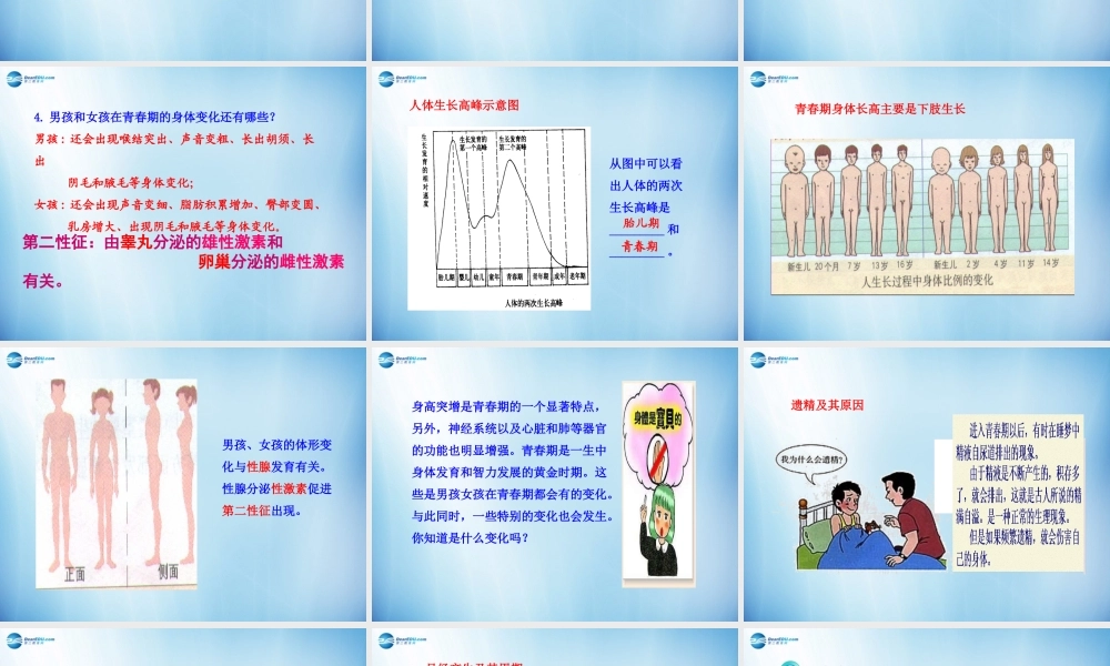 中学七年级生物下册 第一章 第三节 青春期课件 (新版)新人教版