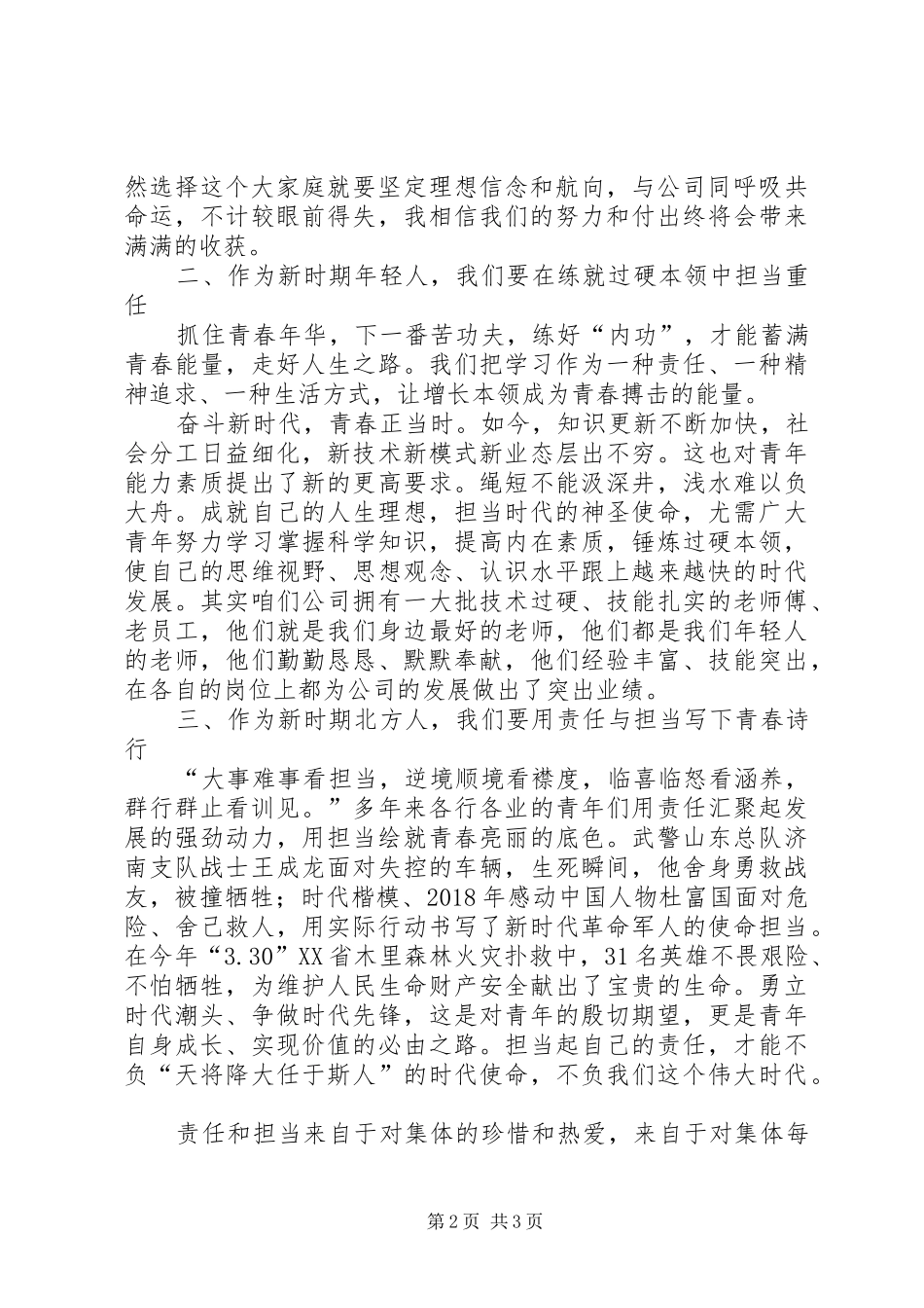 青春报国演讲：为公司发展壮大贡献青春力量_第2页