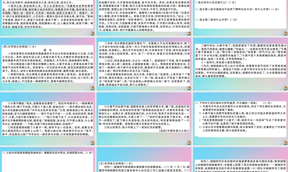 九年级语文下册 阶段检测卷(三)作业课件 新人教版 课件